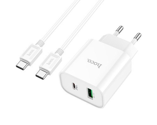 Зарядний пристрій HOCO C80A Plus Rapido PD20W+QC3.0 charger set(C to C) White (6931474779908)