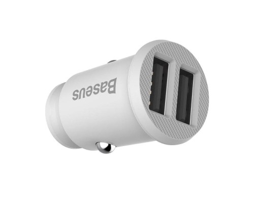 Зарядний пристрій Baseus Grain Metal 3.1A/2USB White (CCALL-ML02)