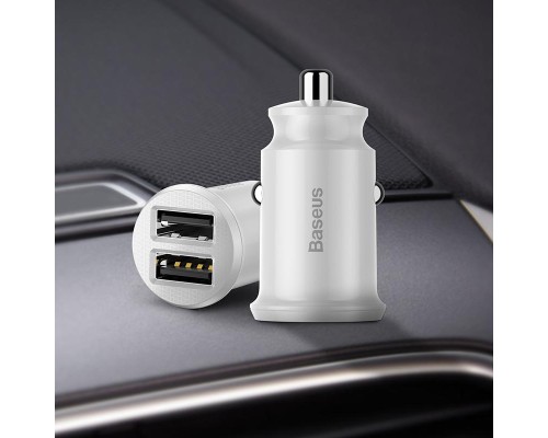 Зарядний пристрій Baseus Grain Metal 3.1A/2USB White (CCALL-ML02)