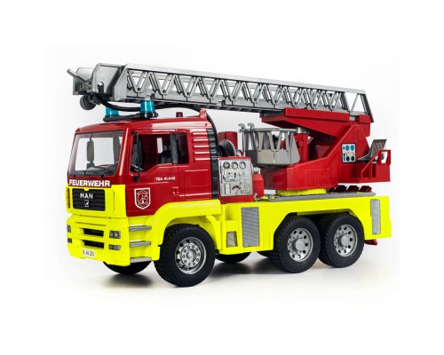 Спецтехніка Bruder Пожежна автодрабина Man TGA зі світло-звуковим модулем та червоний шолом (01760)