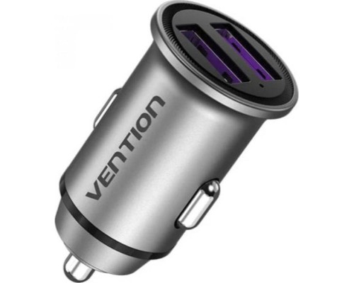Зарядний пристрій Vention 2USB-A 30W QC3.0 Gray Mini Style Aluminium Alloy Type (FFEH0)