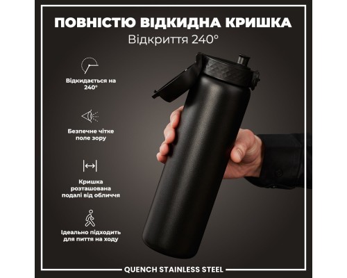 Пляшка для води ION8 OneTouch Stainless Steel 1200 мл Black (I8SS1000BLK)