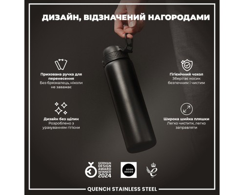 Пляшка для води ION8 OneTouch Stainless Steel 1200 мл Black (I8SS1000BLK)