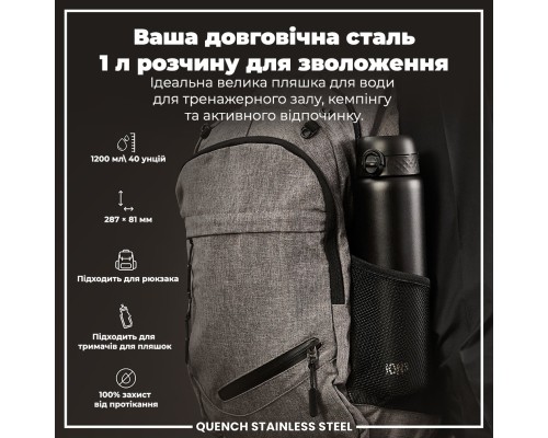 Пляшка для води ION8 OneTouch Stainless Steel 1200 мл Black (I8SS1000BLK)