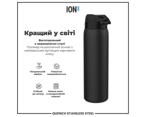 Пляшка для води ION8 OneTouch Stainless Steel 1200 мл Black (I8SS1000BLK)