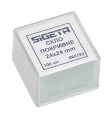 Аксесуар до мікроскопів Sigeta Покривне скло 24x24 мм (100 шт) (65193)