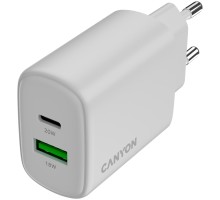 Зарядний пристрій Canyon OnCharge 200 20W 1xPD 1xQC EU White (CNE-CHA200-21)