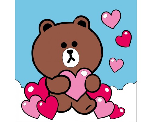 Картина по номерам Santi Лайн Френдс. Браун та серденько 25х25 см LED підсвітка (955037)