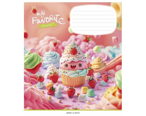 Зошит Школярик Favorite desserts 12 аркушів клітинка (012-3454K)