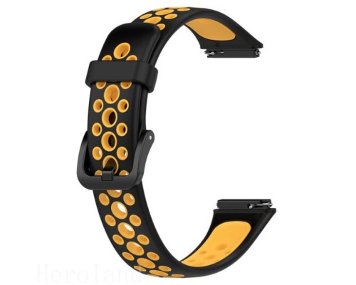 Ремінець до фітнес браслета BeCover Vents Style для Huawei Band 7/Honor Band 7 Black-Orange (709441)