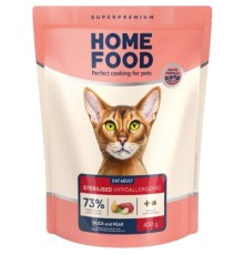 Сухий корм для кішок Home Food Grain-free hypoallergenic Suitable for exotic breeds з качкою та грушею 400 г (4820235020156)