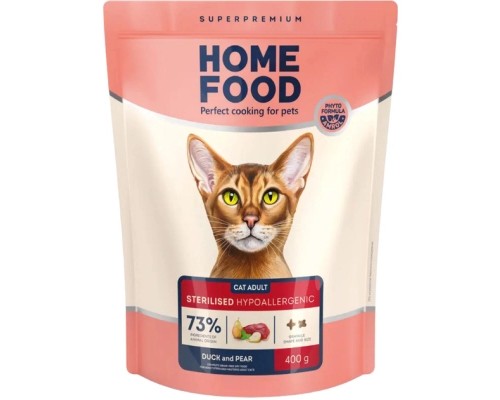 Сухий корм для кішок Home Food Grain-free hypoallergenic Suitable for exotic breeds з качкою та грушею 400 г (4820235020156)