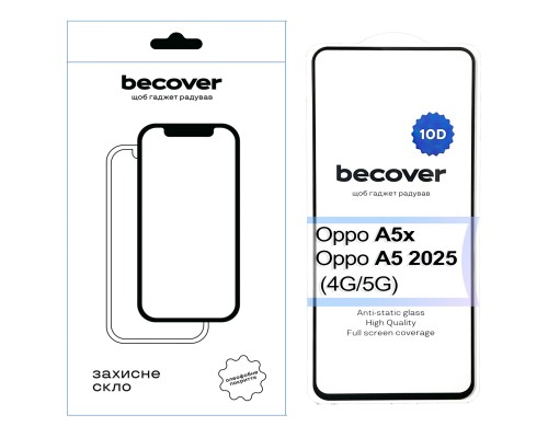 Скло захисне BeCover 10D Oppo A5x / A5 2025 (4G/5G) Black (713930)