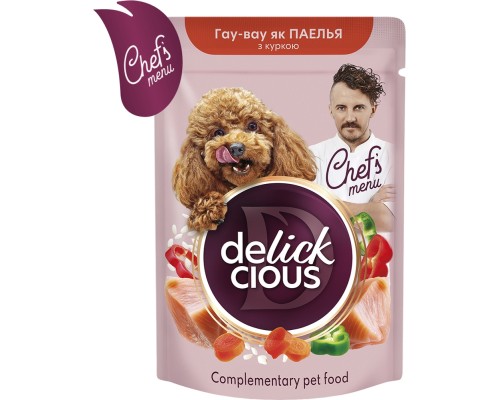 Вологий корм для собак Delickcious паелья з куркою 85 г (4820269147041)