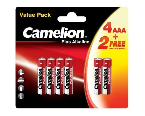 Батарейка Camelion AAA LR03 Plus Alkaline * (4+2) (4+2LR03-BP) 