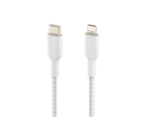 Дата кабель USB 2.0 AM to Lightning 1.0m BRAIDED white Belkin (CAA004BT1MWH)
