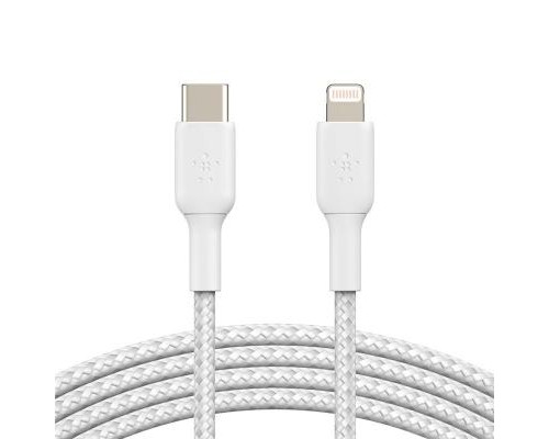 Дата кабель USB 2.0 AM to Lightning 1.0m BRAIDED white Belkin (CAA004BT1MWH)