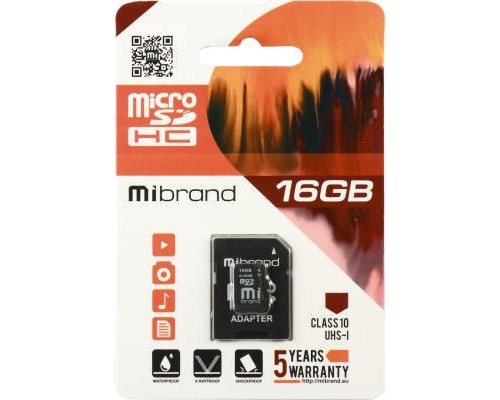Карта пам'яті Mibrand 16GB microSDHC class 10 UHS-I (MICDHU1/16GB-A) Карта пам'яті Mibrand 16GB microSDHC class 10 UHS-I (MICDHU1/16GB-A)