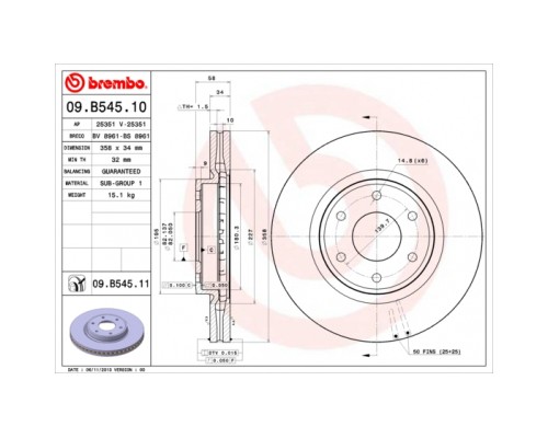 Гальмівний диск Brembo 09.B545.11