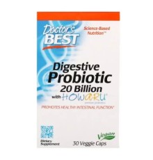 Пробіотики Doctor's Best Прибуток, Digestive Probiotic, 20 МЛРД КУО, 30 вегетаріанськ (DRB-00362)