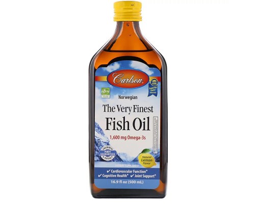 Жирні кислоти Carlson Риб'ячий жир, Смак Лимона, Норвезька серія, The Very Finest (CAR-01545)
