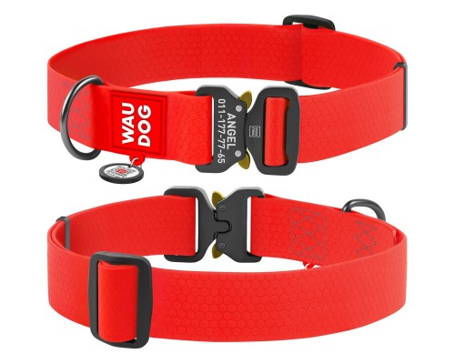 Нашийник для тварин WAUDOG Waterproof з QR паспортом XXL Ш 40 мм Д 43-70 см(червоний) (28013)