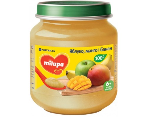 Дитяче пюре Milupa Яблуко, манго і банан з 6 місяців 125 г (5900852051401)