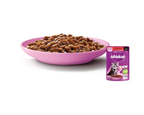 Вологий корм для кішок Whiskas Kitten Яловичина в соусі 85 г (5900951301957)