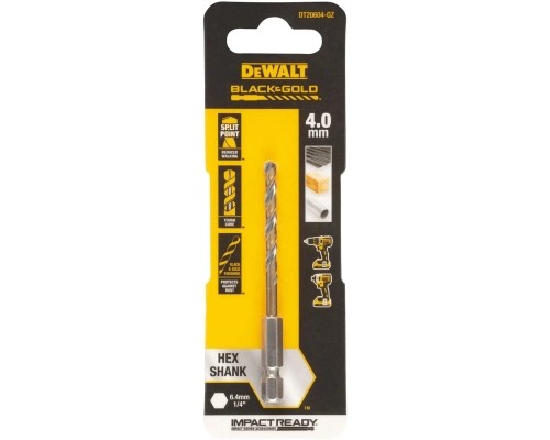 Свердло DeWALT по металу EXTREME IMPACT Black&Gold, HSS-G, 4 х 80 х 31,5 мм, 1 шт. (DT20604)