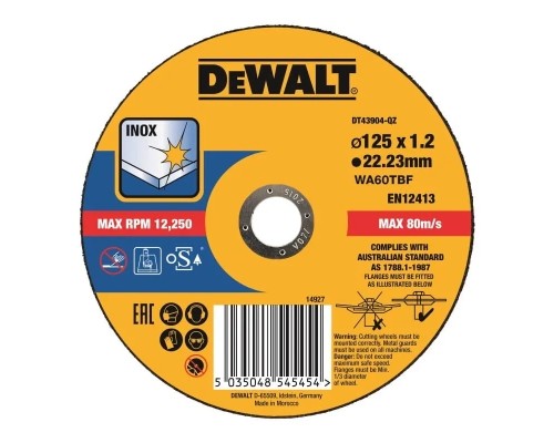 Круг відрізний DeWALT EXTREME, нержавіюча сталь/листовий метал, 125х1.2х22.23 мм (DT43904)