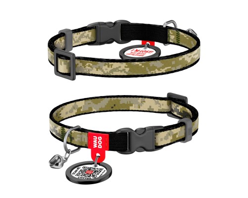 Нашийник для тварин WAUDOG Мілітарі з QR паспортом XS 20-30 см (279-4026)