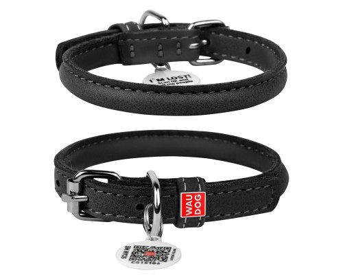 Нашийник для тварин WAUDOG Soft з QR паспортом круглий Д 13 мм Д 53-63 см чорний (02691)