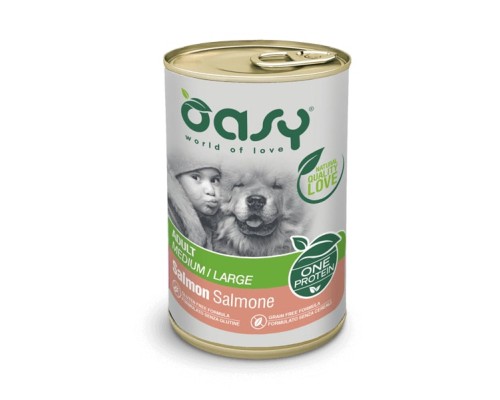 Консерви для собак OASY One Animal Protein ADULT Medium/Large з лососем 400 г (8053017342344)