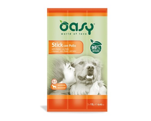 Ласощі для собак OASY Stick м'ясні палички з куркою 36 г (8054329510223)