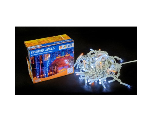 Гірлянда Delux ICICLE 100LED 2x0.7 м Жовтий flash Білий/Білий IP44 (90015181)