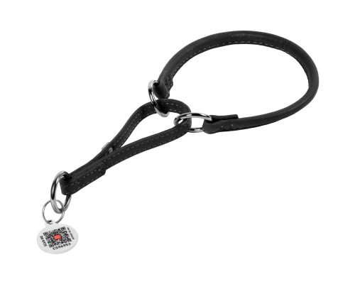 Нашийник для тварин WAUDOG Soft з QR паспортом, круглий, Ш 8 мм Д 32-40 см чорний (75291)