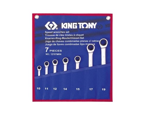 Ключ KING TONY комбінований з тріскачкою 7 шт., 10-19 мм (12107MRN)