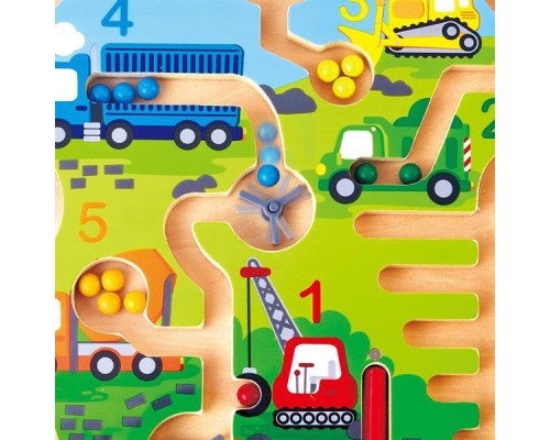 Розвиваюча іграшка Hape Магнітний лабіринт Будівельний транспорт (E1713)