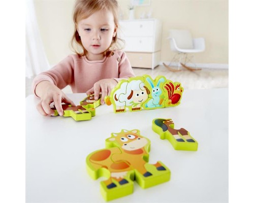 Пазл Hape дерев'яний з цифрами Звірята на фермі 10 елементів (E1628)
