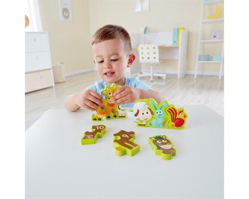 Пазл Hape дерев'яний з цифрами Звірята на фермі 10 елементів (E1628)