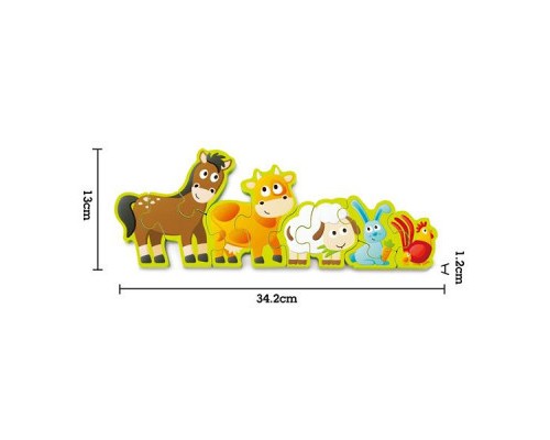 Пазл Hape дерев'яний з цифрами Звірята на фермі 10 елементів (E1628)
