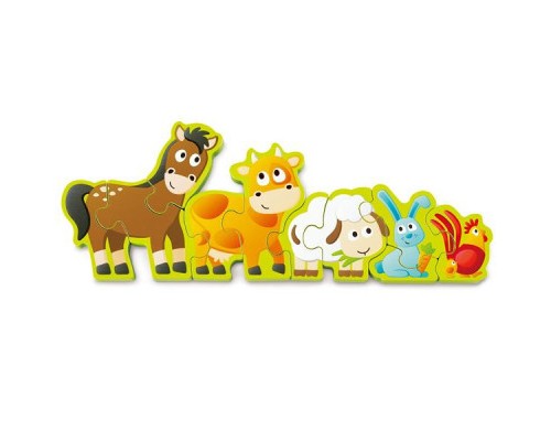 Пазл Hape дерев'яний з цифрами Звірята на фермі 10 елементів (E1628)