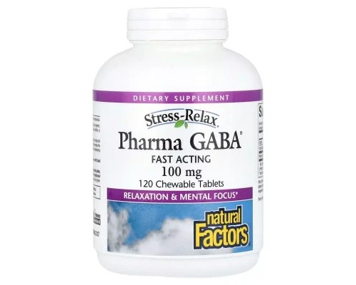 Амінокислота Natural Factors GABA (Гамма-аміномасляна кислота), 100 мг, Stress Relax, Pharma GABA, 1 (NFS-02838) Амінокислота Natural Factors GABA (Гамма-аміномасляна кислота), 100 мг, Stress Relax, Pharma GABA, 1 (NFS-02838)