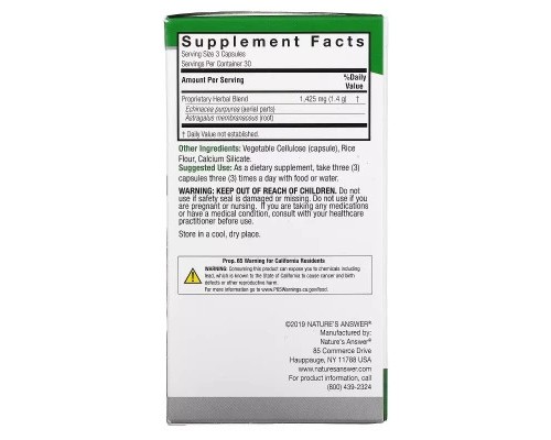 Трави Nature's Answer Ехінацея та астрагал, Echinacea & Astragalus, 90 вегетаріанських ка (NTA16047)