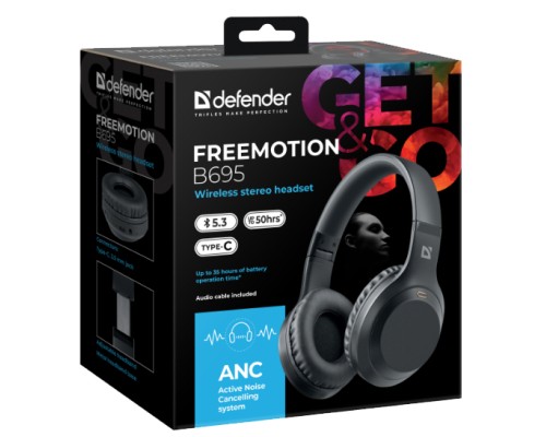 Навушники Defender FreeMotion B695 Bluetooth ANC Black (63695)
