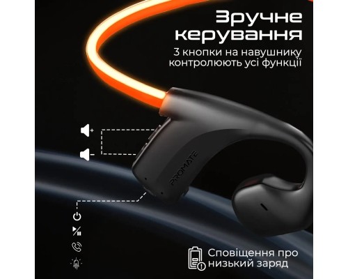 Навушники Promate RippleGlow Black (rippleglow.black)