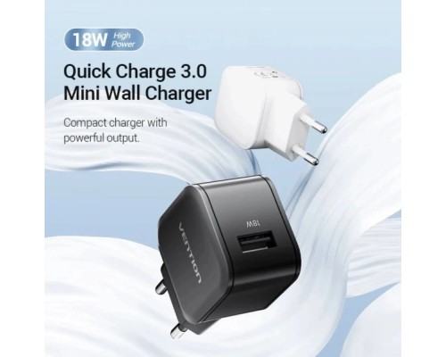 Зарядний пристрій Vention 1xUSB 18W QC3.0 White (FEKW0-EU)