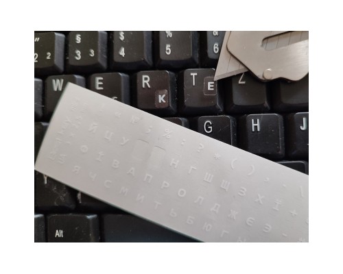 Наклейка на клавіатуру BestKey мініатюрна прозора, 56, білий (BKm3WhTr)