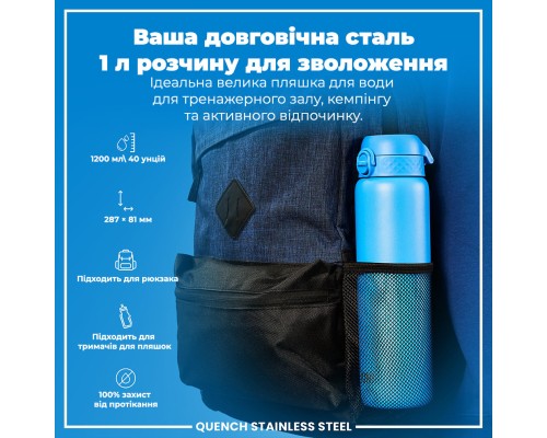 Пляшка для води ION8 OneTouch Stainless Steel 1200 мл Blue (I8SS1000BLU)