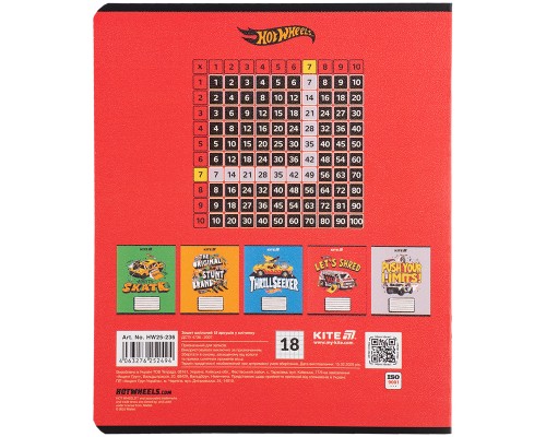 Зошит Kite Hot Wheels, 18 аркушів, клітинка (HW25-236)